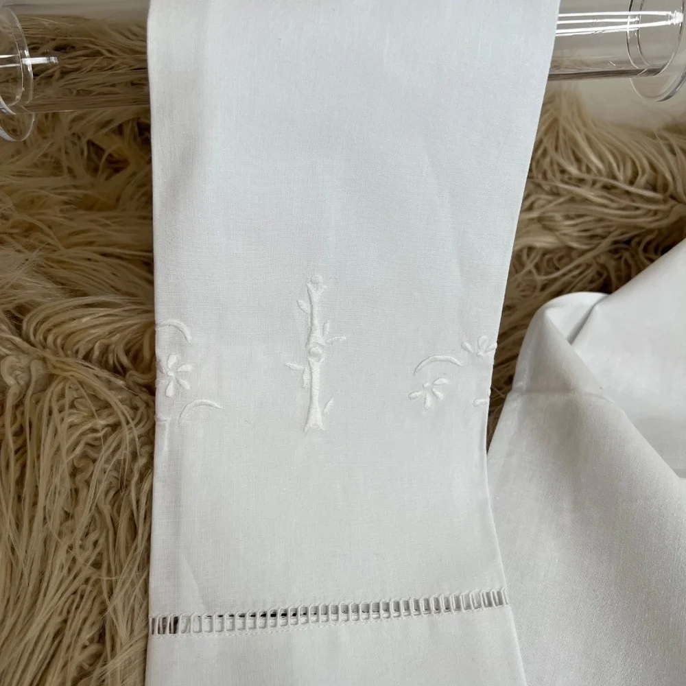 Hand Embroidered 100% COTTON Towel with Hemstitch Border